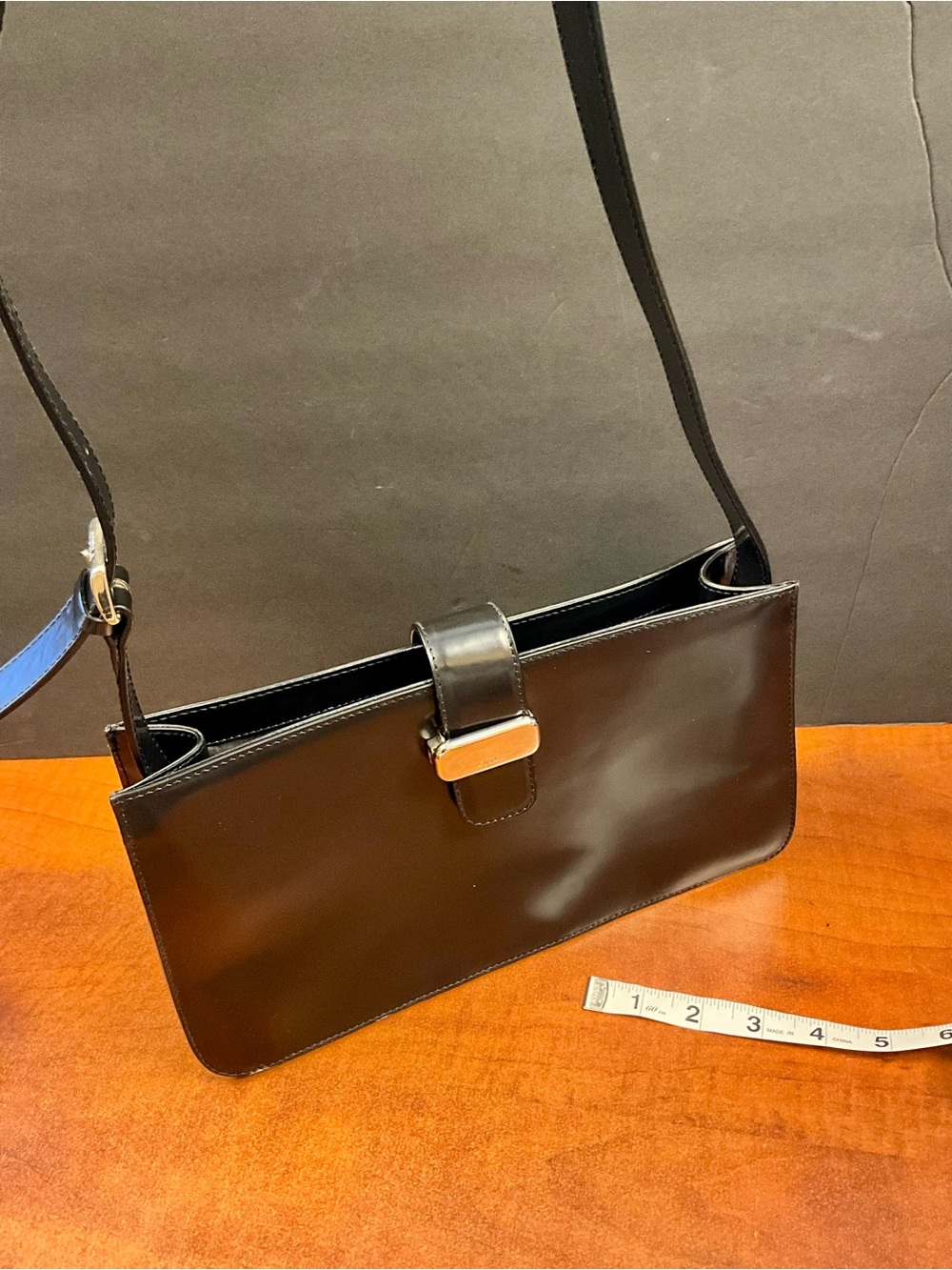 Furla Black Leather Shoulder Bag with Silver Accent